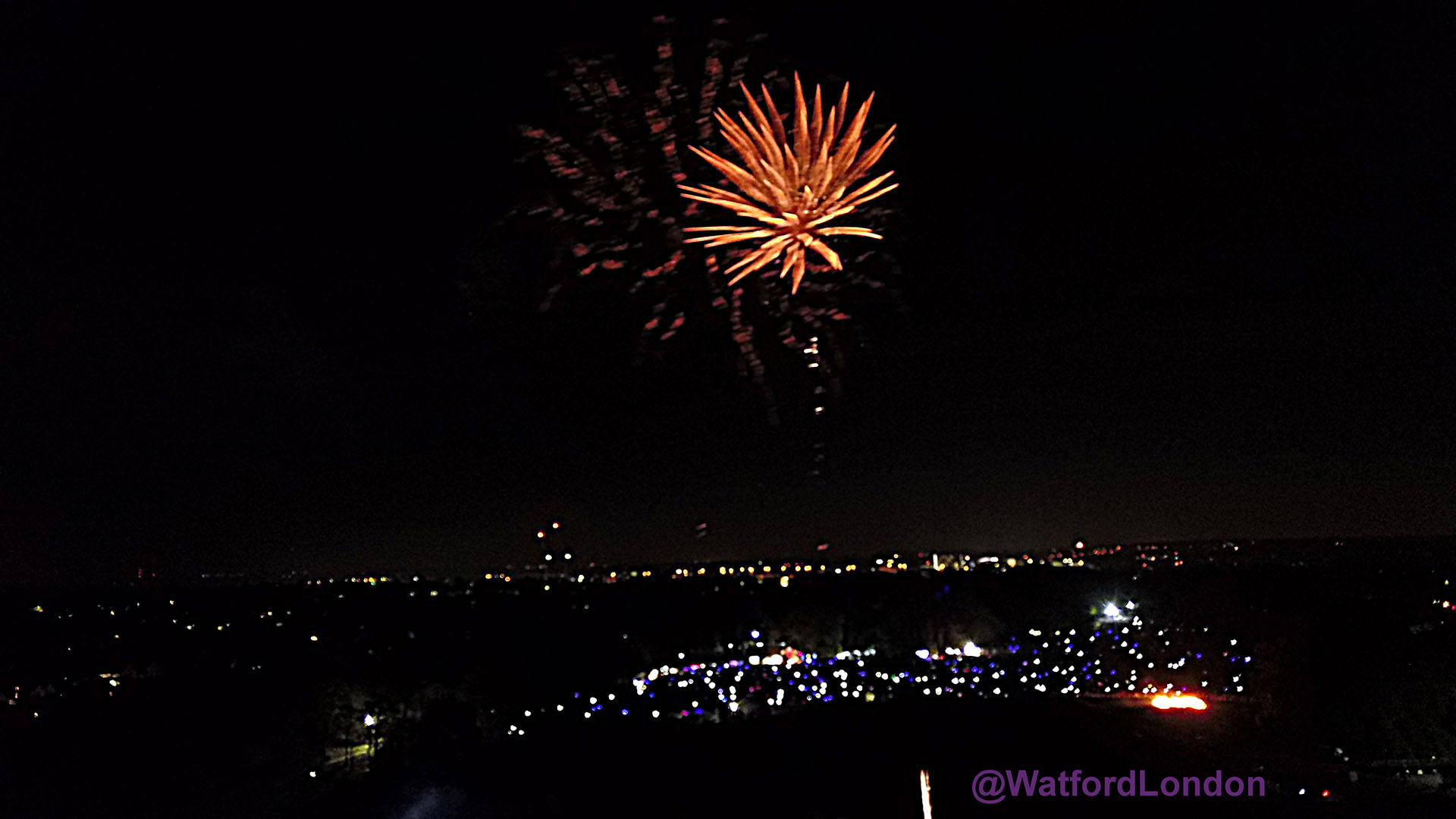 Cassiobury Park Big Fireworks Show from the AIR