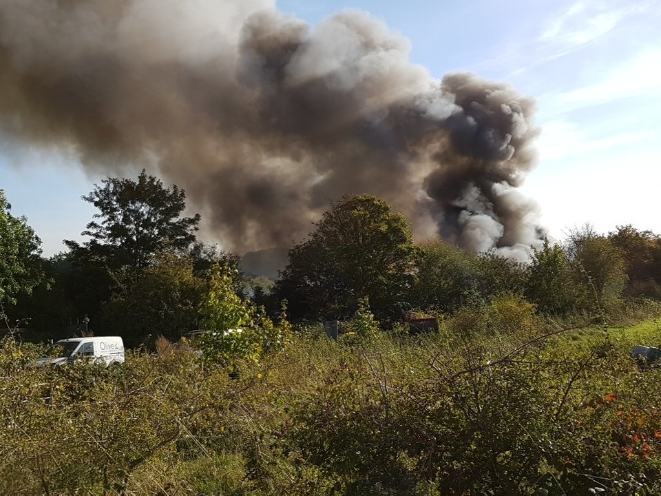Fire Engine crew in countryside