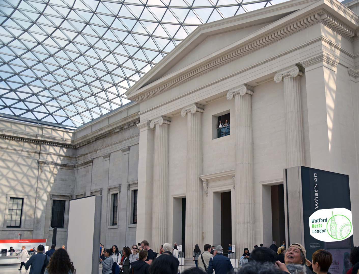 The British Museum, located in the Bloomsbury area of London