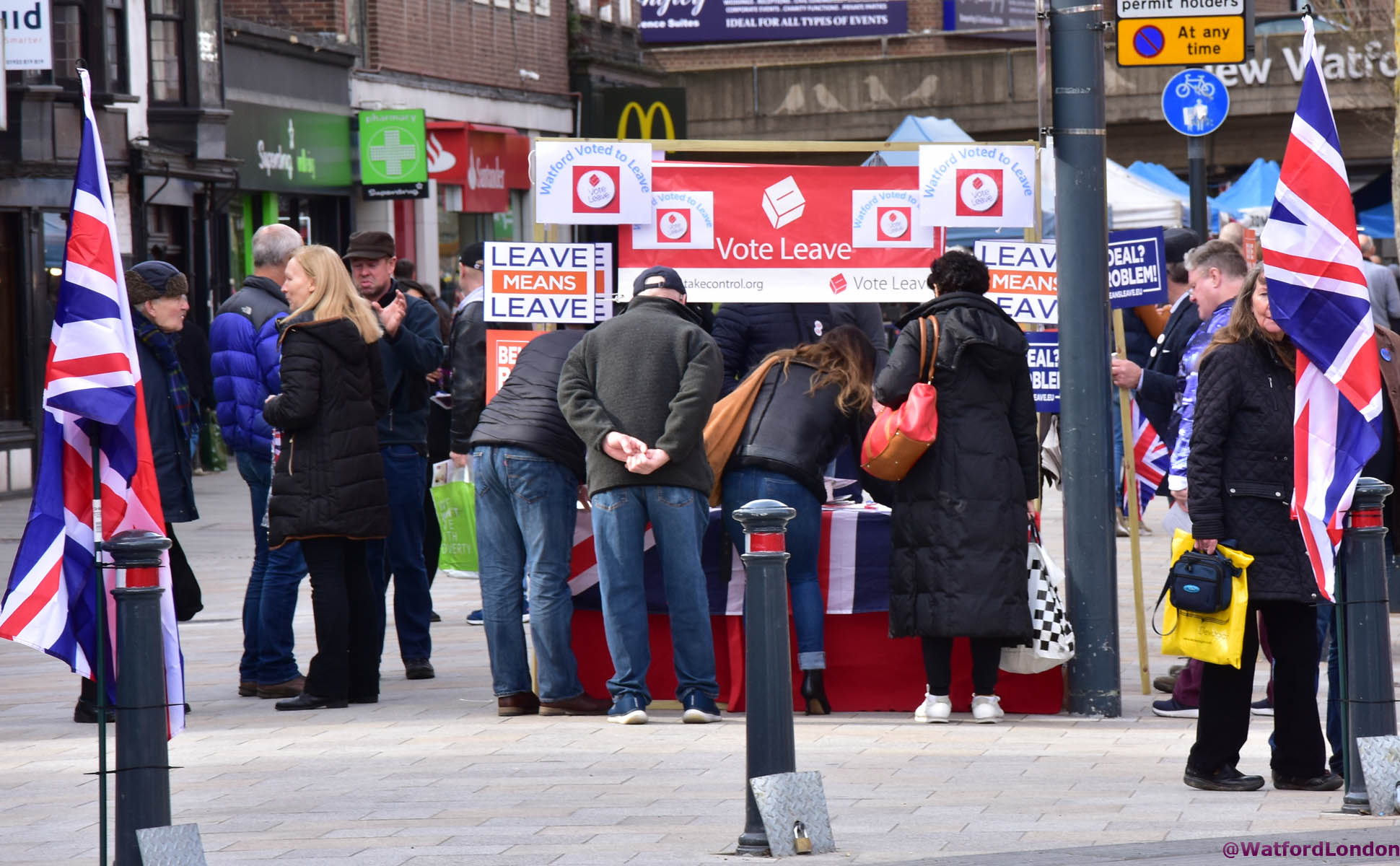 Brexit Vote Leave Means Leave in Watford ahead of London march
