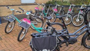 Beryl Bikes Cycle Hubs and Arriva ride-share minibus in Watford