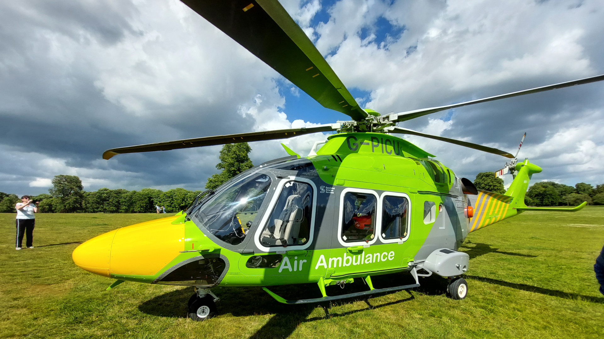 EHAAT,AW169 helicopter,Essex,Herts,Air Ambulance,Green,yellow,sky,skies,June 2022,July 2022